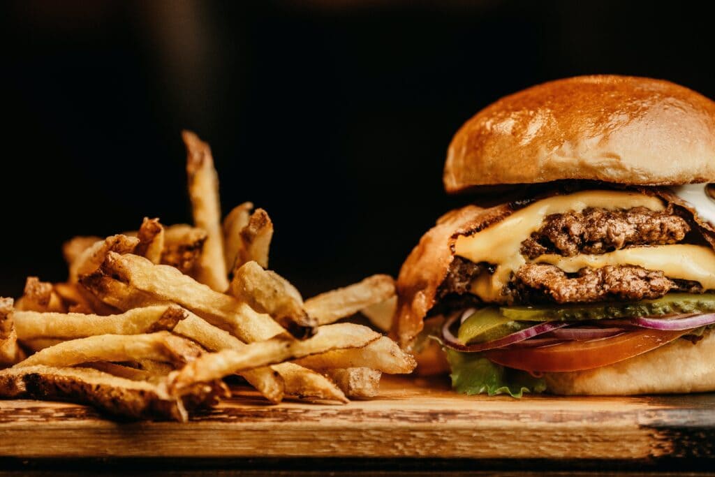 Hamburger and fries from a South Lake Tahoe restaurant