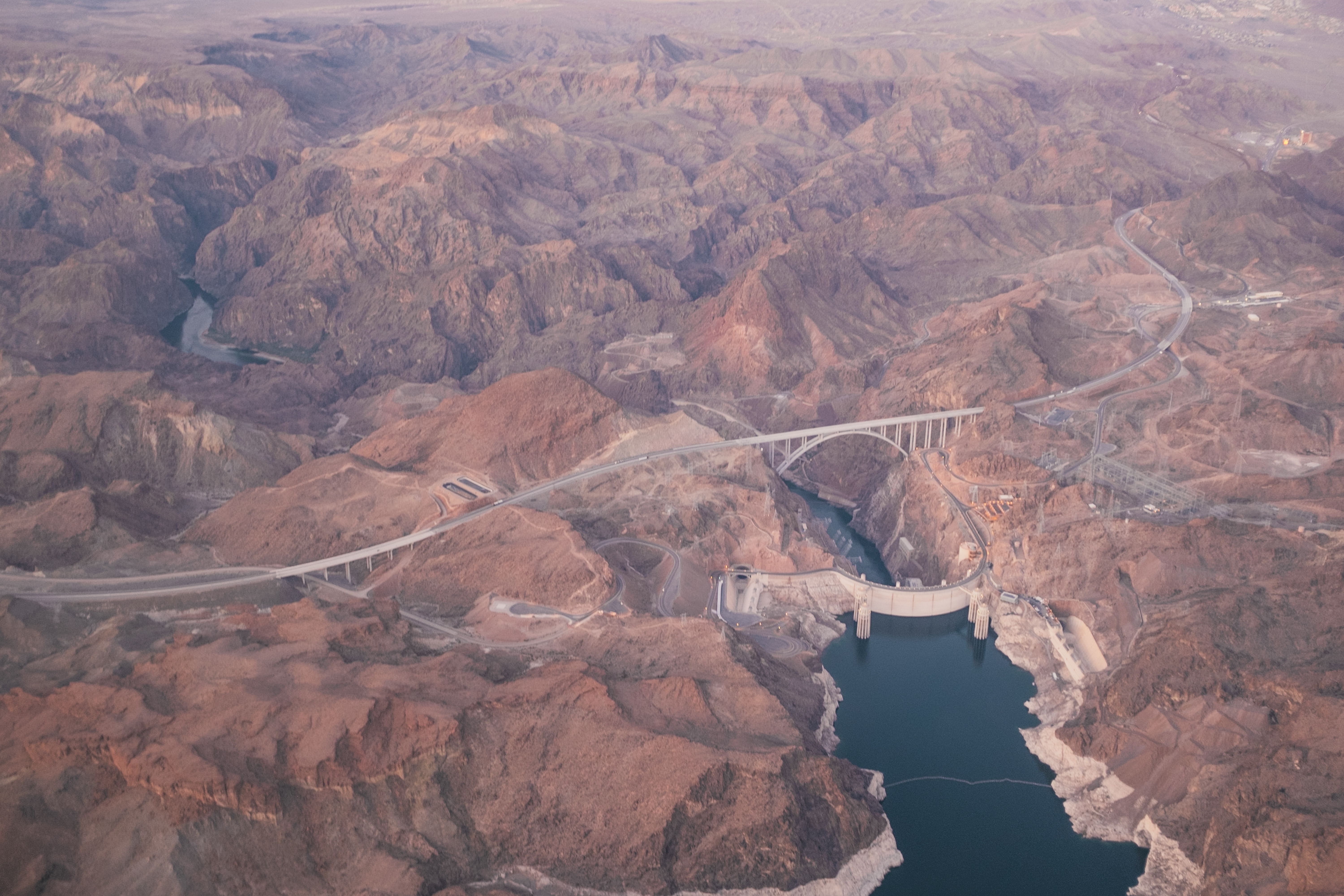 Aerial from of the Hoover Dam from a helicopter tour