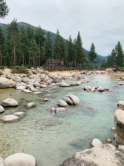 Swimming at the beach in Sand Harbor in Lake Tahoe