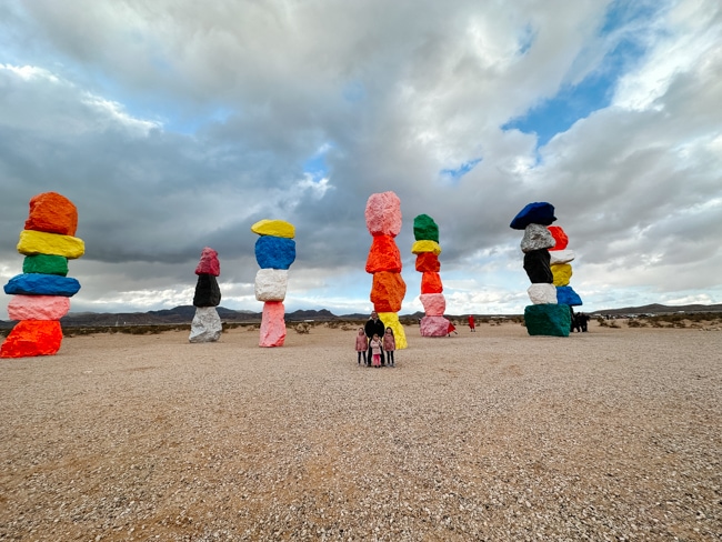 My family in front of the Seven Magic Mountains