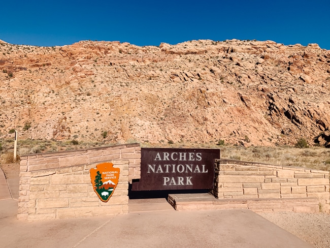 Sign for Arches National Park