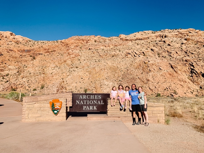 My family at the Arches National Park sign