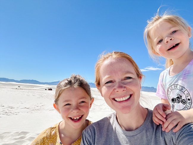 My kids with me at Sand Dunes National Park
