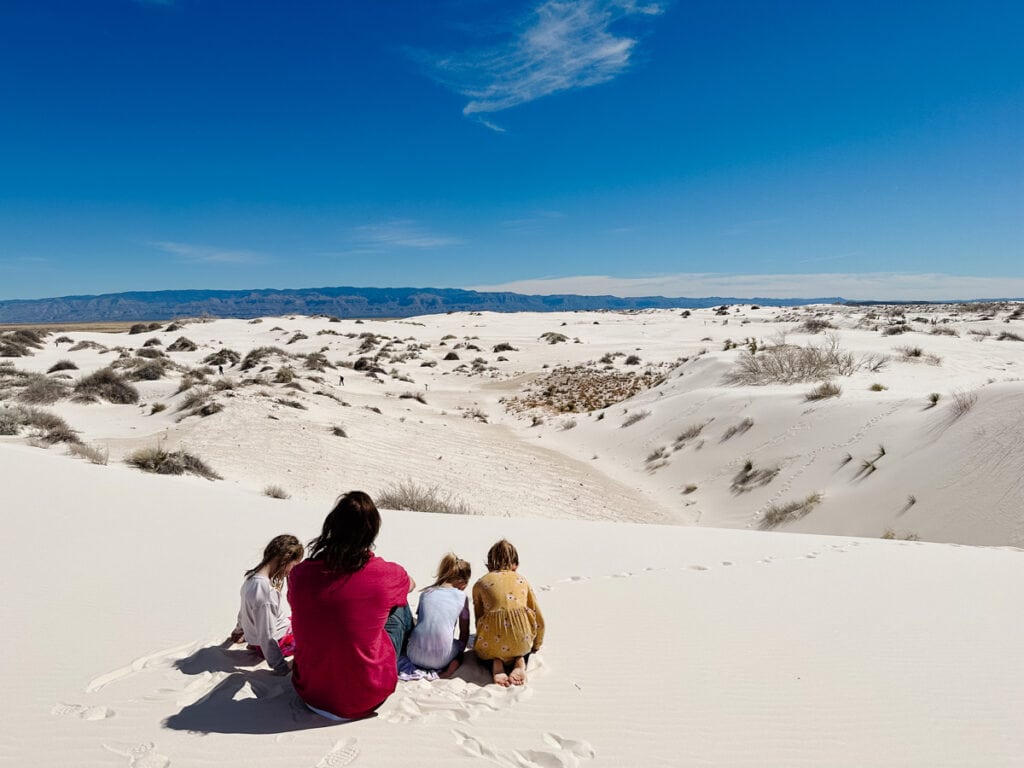 Enjoying the sand dunes after making the drive from Carlsbad Caverns to White Sands National Park