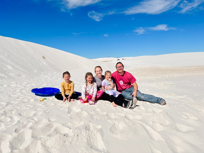 My family spending time in White Sands National Park