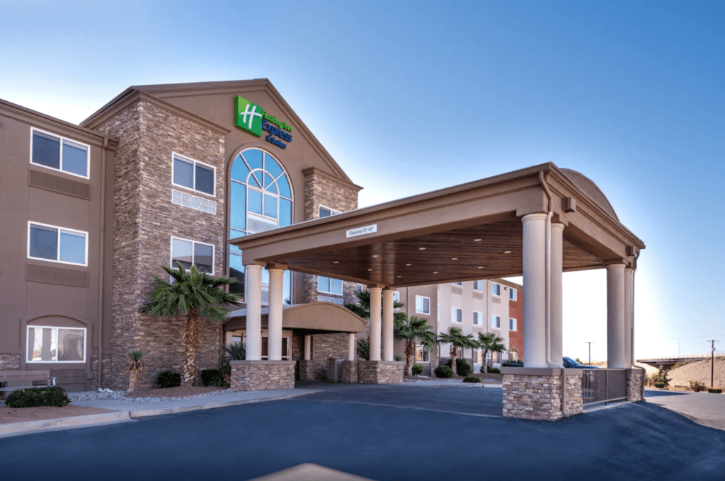 Outdoor front entry to Holiday Inn Express Hotel & Suites Alamogordo Hwy 54/70.