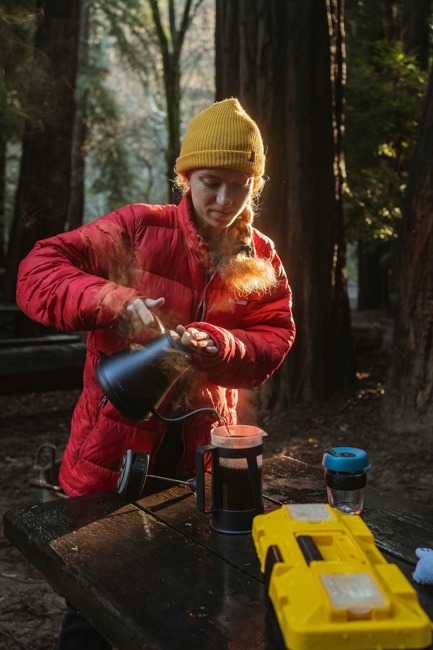 Girl camping in Pfeiffer Big Sur State Park