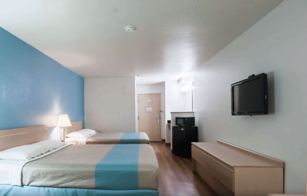 Staying room at Motel 6.