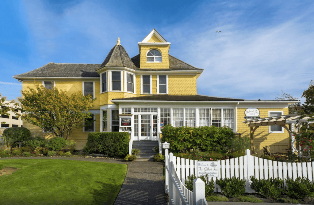 Front entry to The Gilbert Inn, one of the best Cannon Beach Hotels.