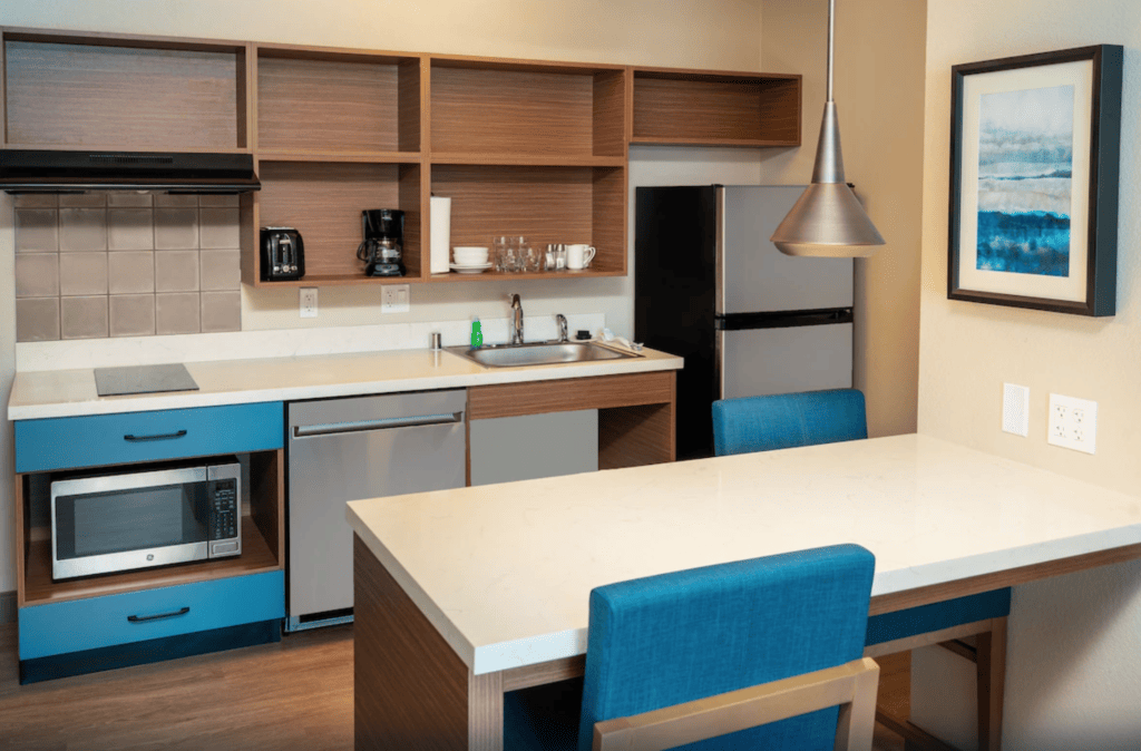 Full kitchen in suite at Candlewood Suites Las Vegas - E Tropicana.