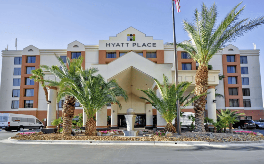 Front entry of Hyatt Place Las Vegas.