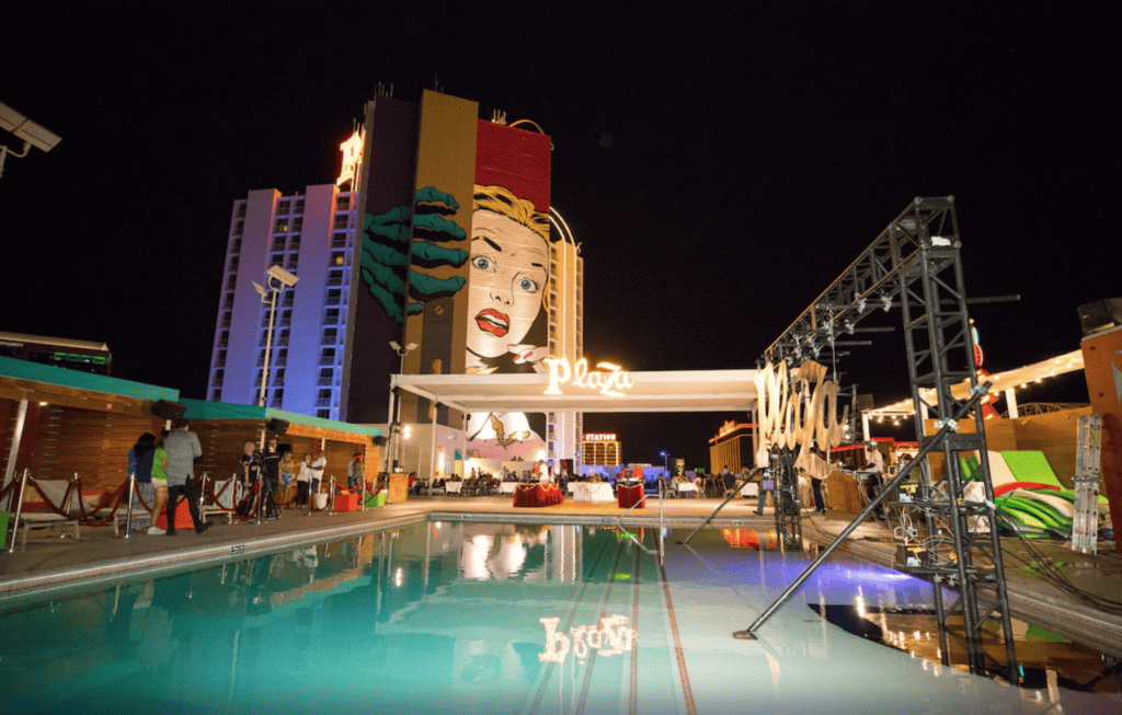 Pool area at Plaza Hotel & Casino.