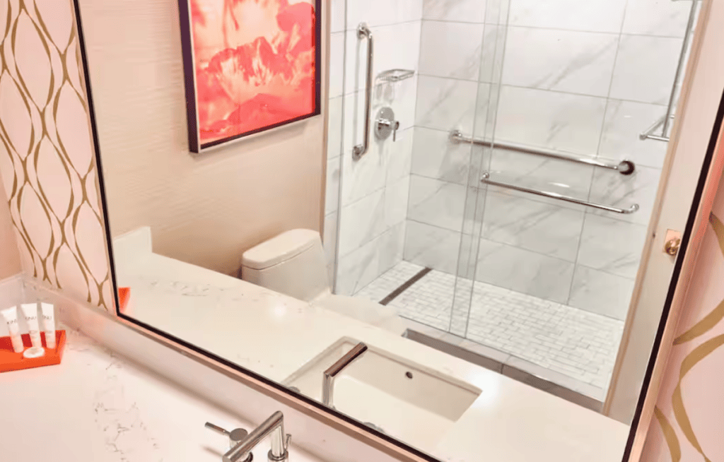 Bathroom at California Hotel & Casino, on of the best Fremont Street Hotels.