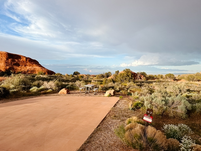 Campsite in Arches National Park
