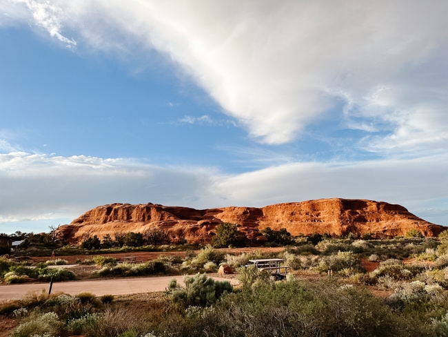 Scenic viewpoint from a spot for Arches National Park camping