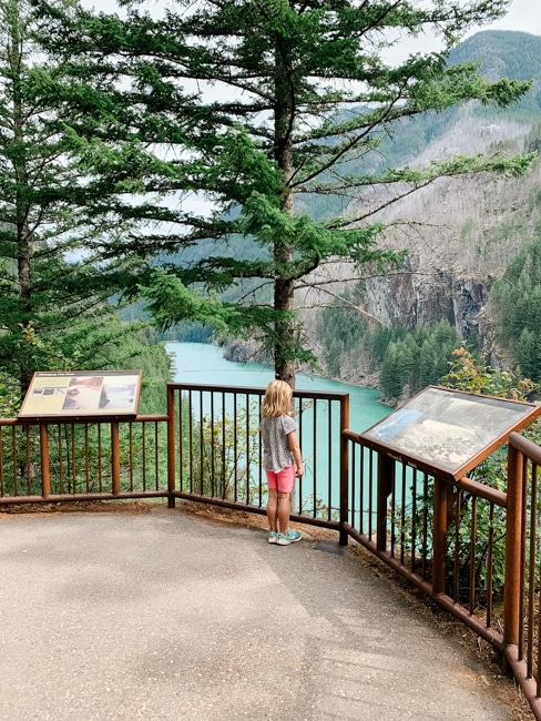 My daughter at the Ross Lake Overlook in Washington