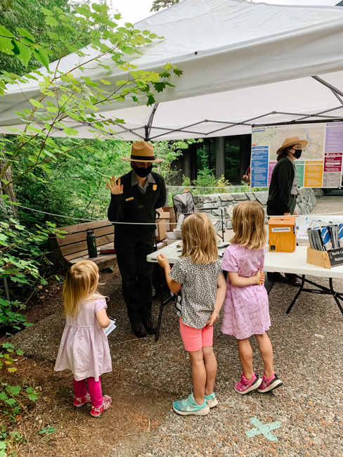 My kids earning their junior ranger badges at North Cascades National Park