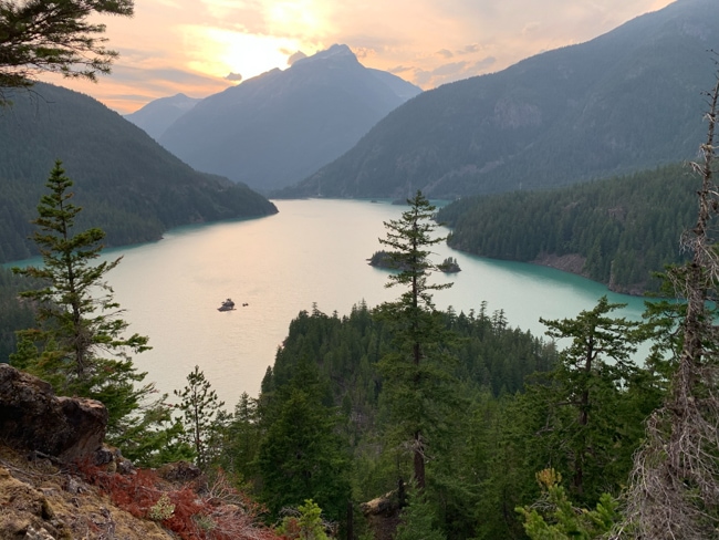 Diablo Lake at sunset in North Cascades National Park