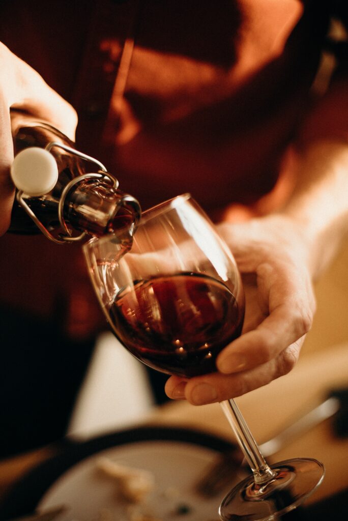 Pouring a glass of wine