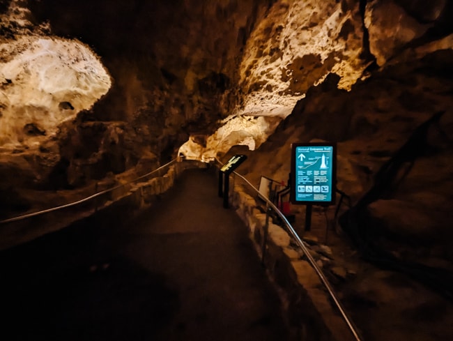 Walking in on the natural cave entrance is one of the best things to do in Carlsbad Caverns