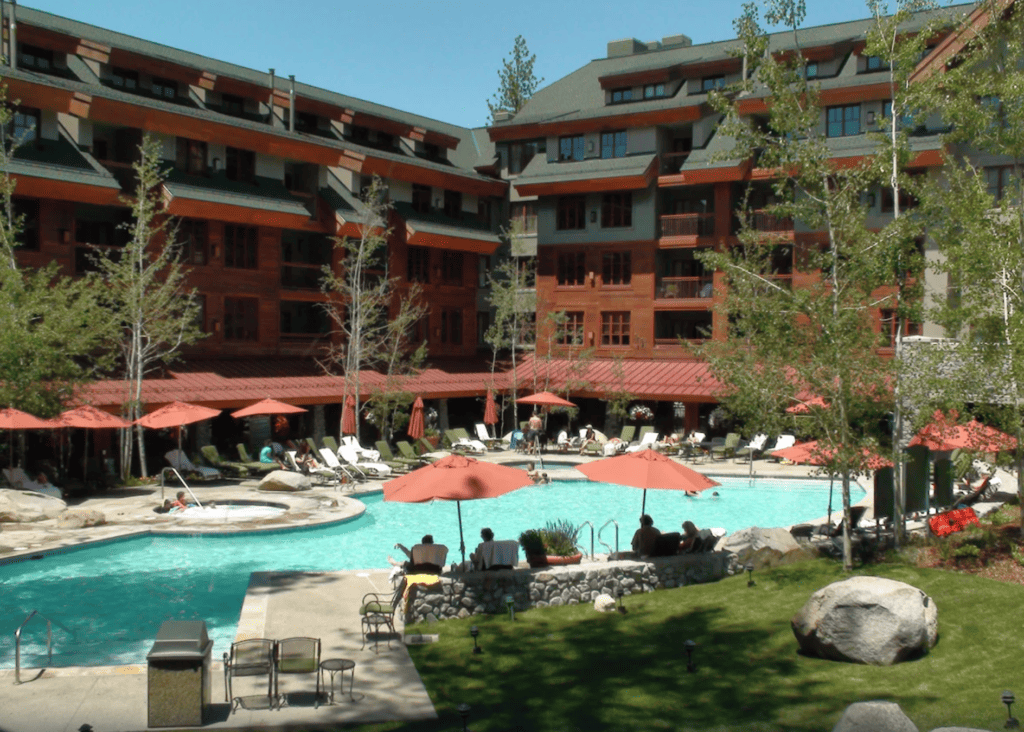 Pool area at Heavenly Village Condos.