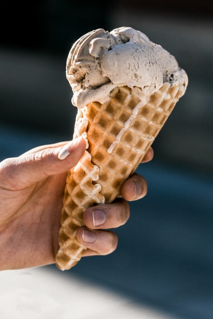 Ice cream in a waffle cone