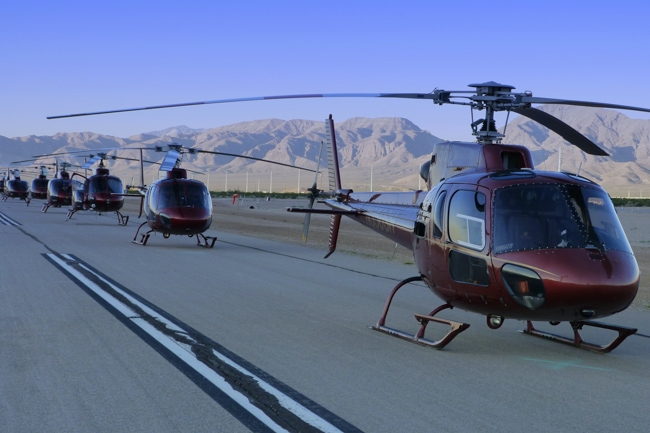 Helicopters on the parking pads