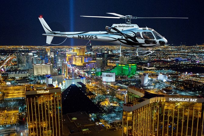 Helicopter flying over the Las Vegas strip