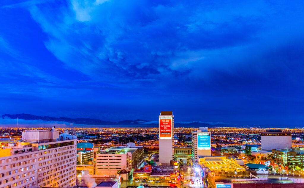 Skyline of a large city in Nevada