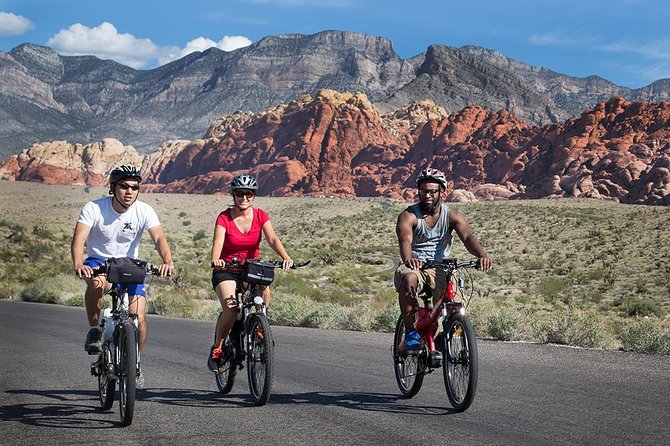 Tour group riding bikes near Las Vegas, Nevada