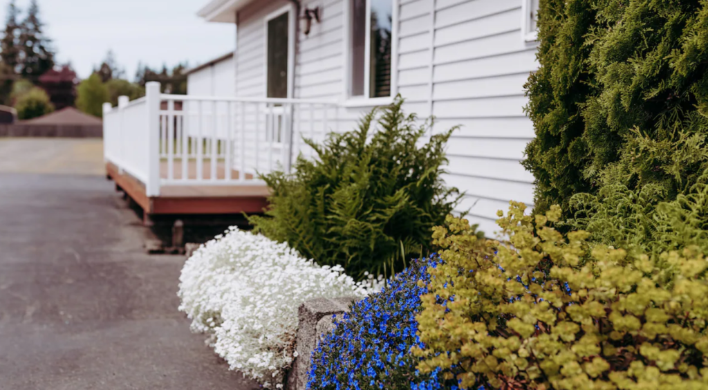 Exterior entry way to Pacific Inn Motel, one of the best places to stay in Forks, Washington.
