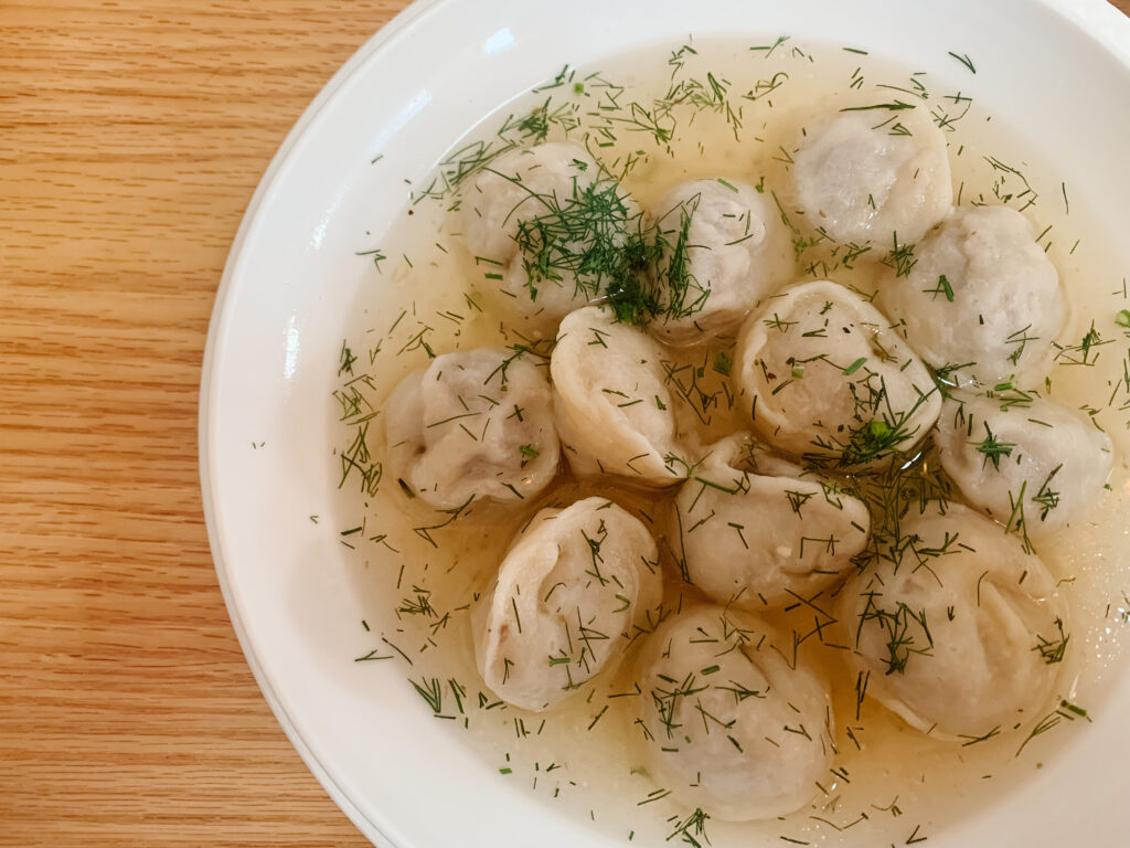 A plate full of Russian Dumplings from Alyonka Russian Cuisine, one of the best Boise restaurants.