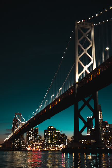 The Golden Gate Bridge in San Francisco at night