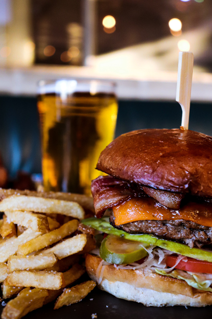 Burger and fries at 13th Street Pub & Grill.