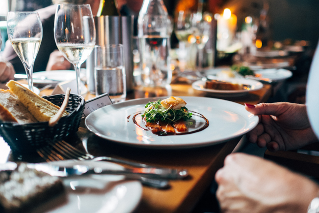 A beautiful set table with a small Basque dish at Leku Ona.