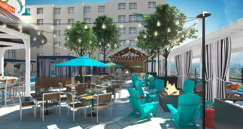 Outdoor patio at Solamar San Diego