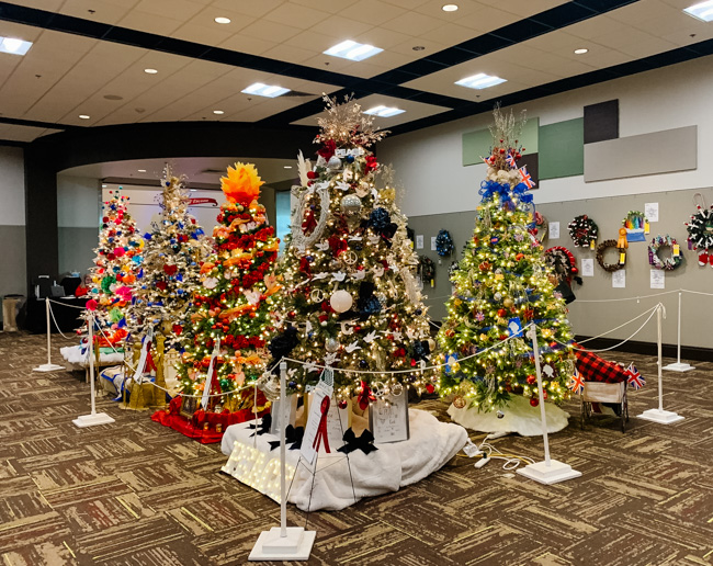 Trees on display at Festival of Trees, one of the best events to visit while in Seattle in December.