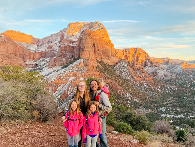 My family hiking, one of the best things to do in Zion National Park in December