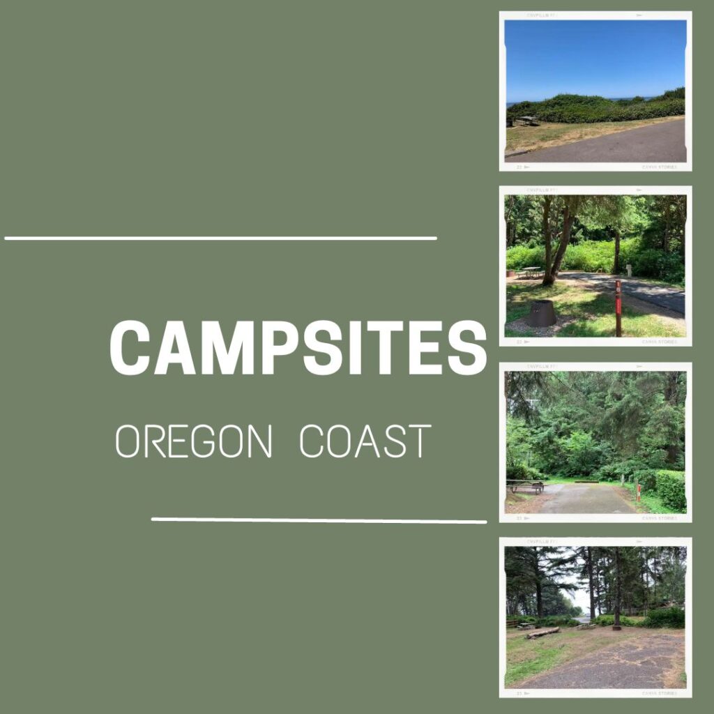 Collection of images from campsites on the Oregon Coast