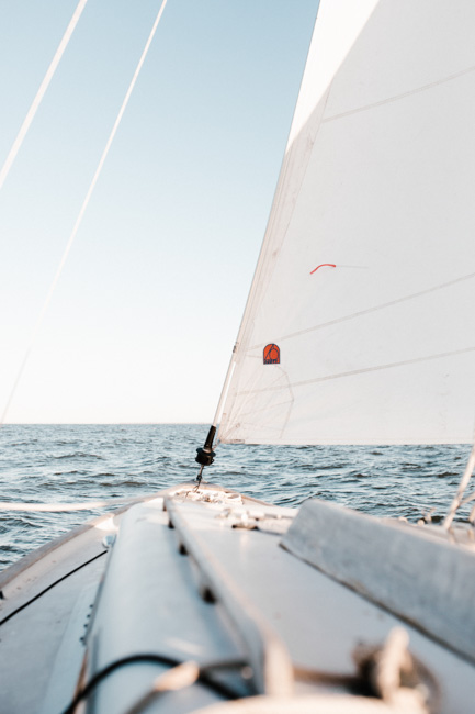 View of the harbor from a sailboat