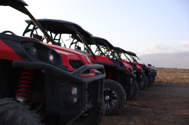 Row of UTVs near Adrenaline Mountain Park in Las Vegas