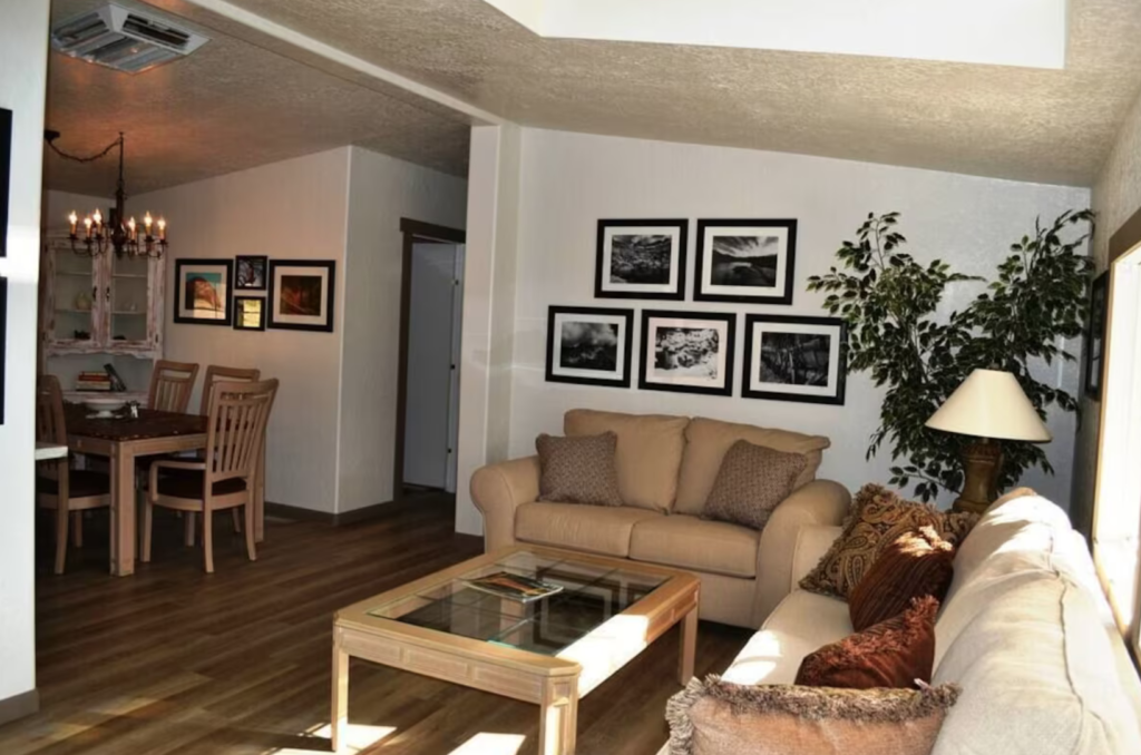 Separate dining and living area at In The Oaks.