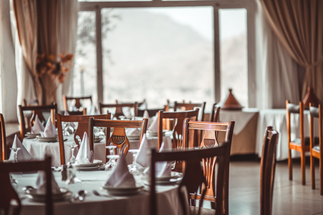 A lovely dining area. Enjoying a meal at La Caille is one of the most romantic things to do in Salt Lake City in winter.