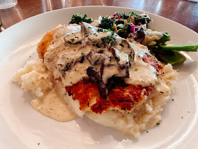 Crusted halibut dinner from a Lincoln City restaurants