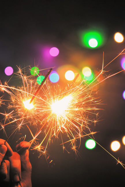Fireworks celebrating New Years in Oahu in January.