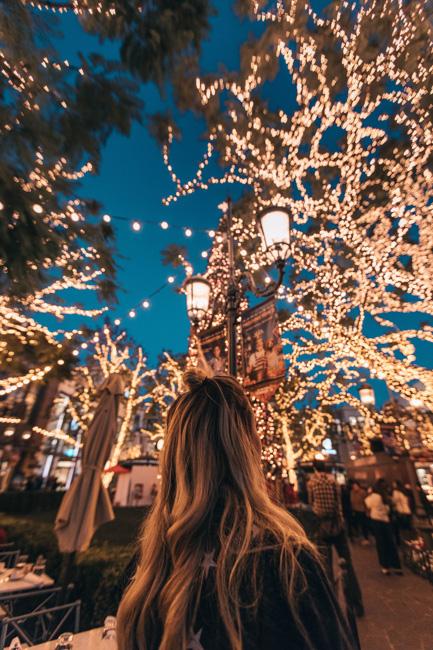Holiday decorations in Los Angeles, one of the best places to visit in California in winter.