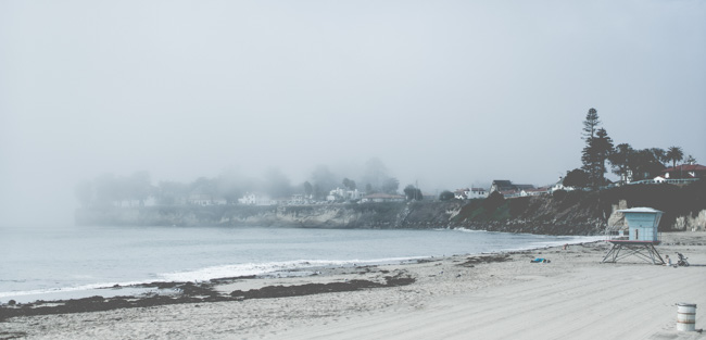 A misty beach in Santa Cruz.