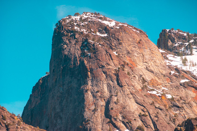 Snow dusted mountain in Yosemite, one of the best places to visit in California in winter.