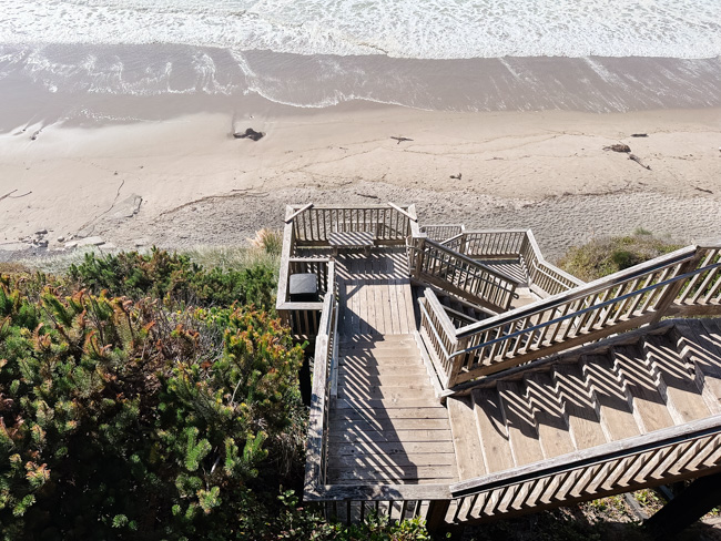 Stairway leading down to a beach.