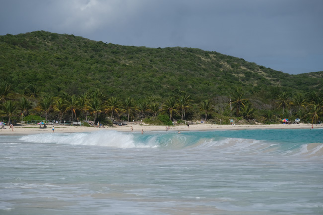 Waves crashing onto the shore.